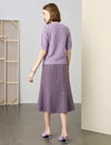 Lavender Floral Intarsia Short Sleeve Knit Top