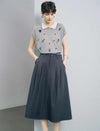 Dark Grey High Waist Pleated Pocket A-Line Midi Skirt