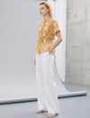 Gardenia Burnout Floral Tie-Waist Blouse