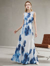 Blue And White Tie-Dye Silk Maxi Dress