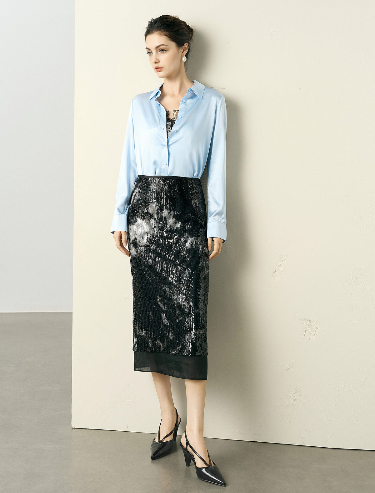 Mulberry Silk Button-Down Shirt