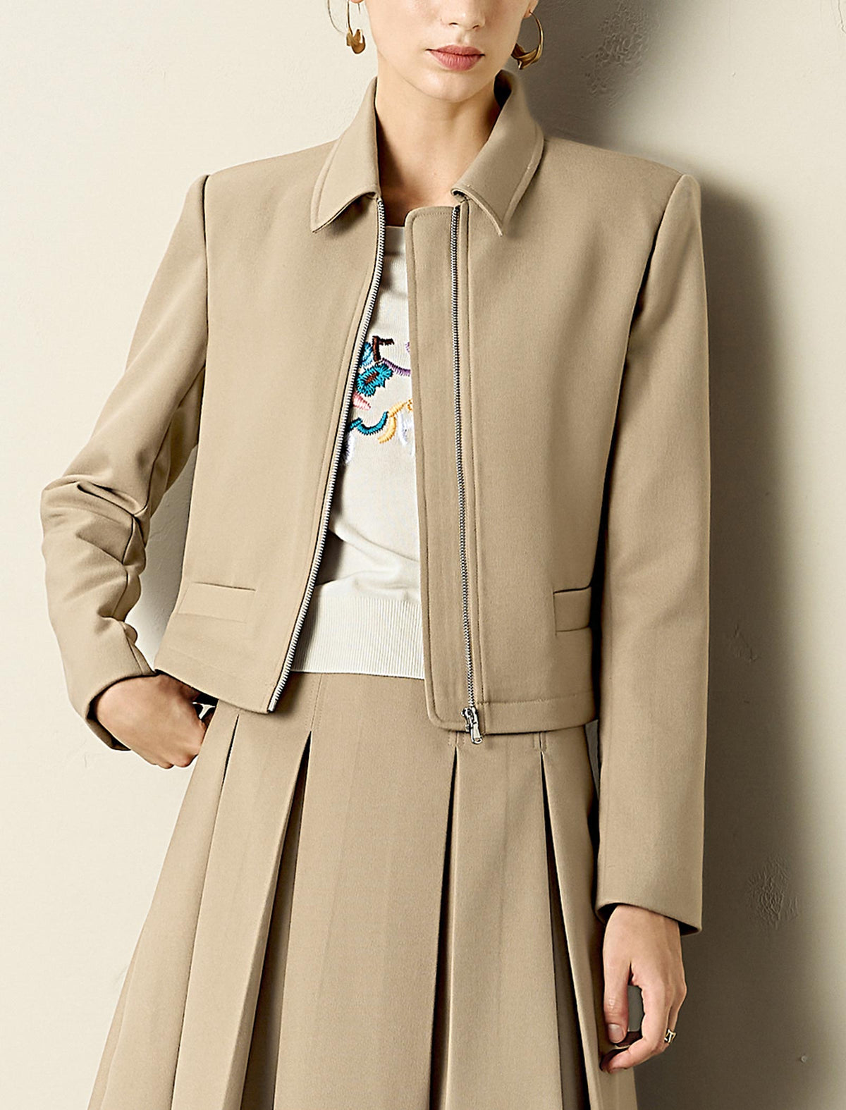 Vintage Slim Fit Camel Short Coat