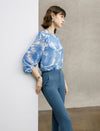 Floral Print Round Neck Puff Sleeve Top