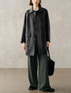 100% Wool Gray Double-Faced Lapel Mid-Length Coat