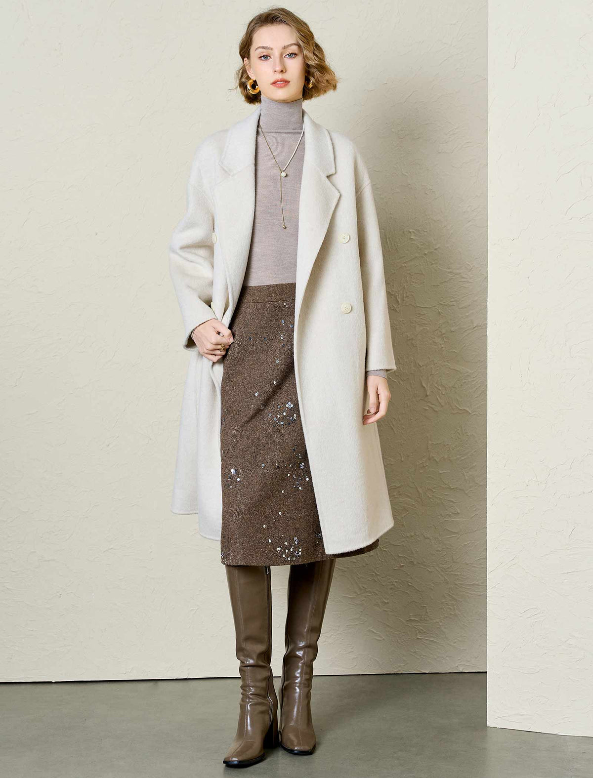 100% Australian Superfine Wool Double-Breasted Coat