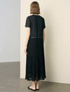 Vintage Lace Spliced Pleated Maxi Dress