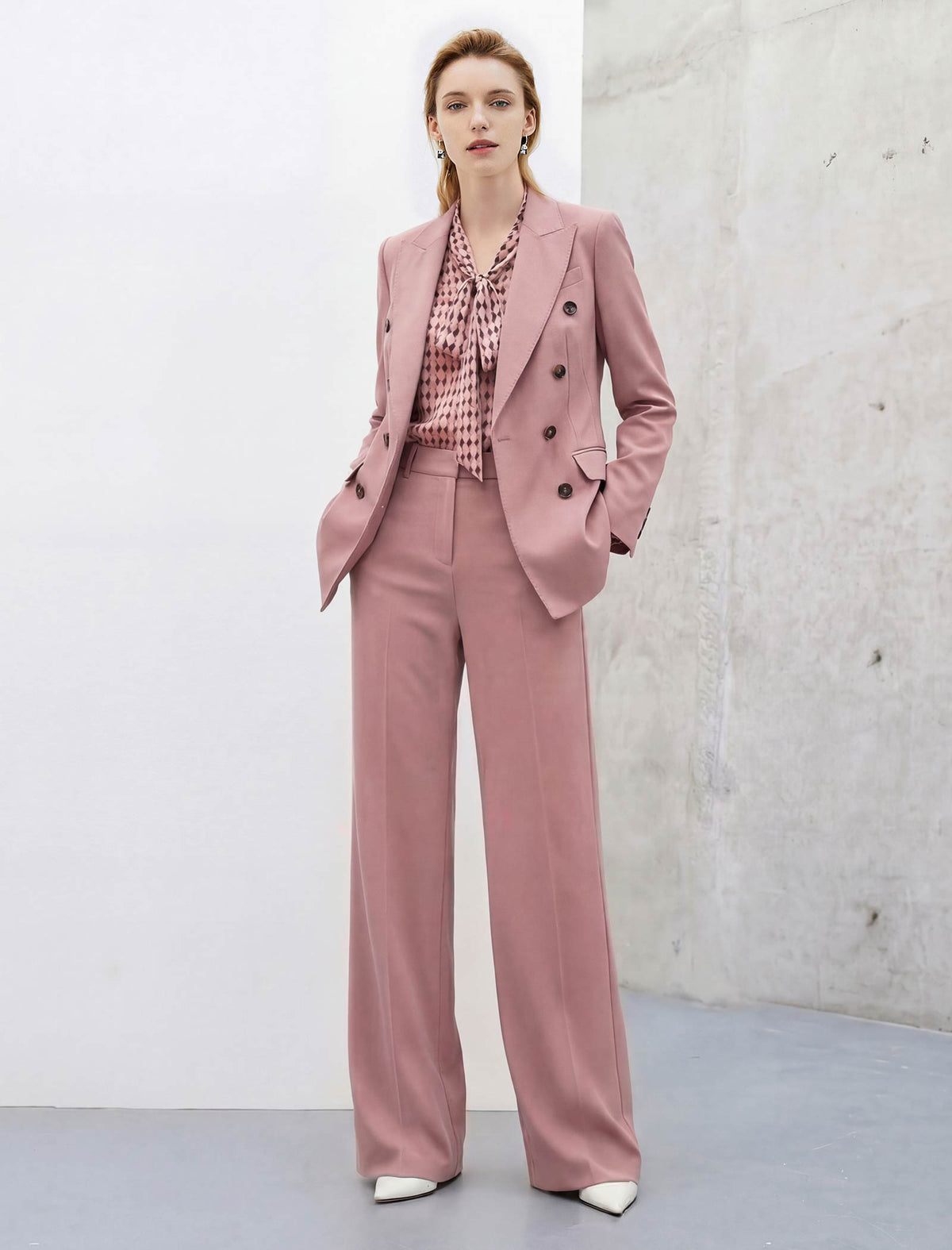 Blush Double-Breasted Blazer