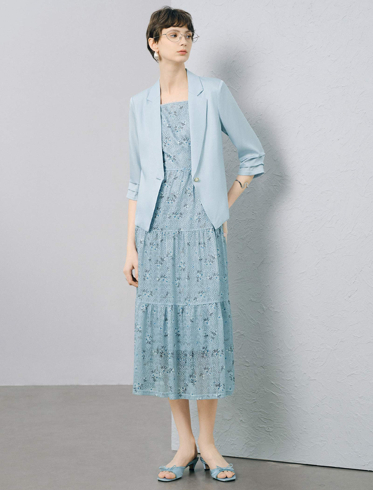 Square Neck Sleeveless Floral Lace Tiered Midi Dress