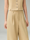 Linen Blend V-Neck Button Front Vest