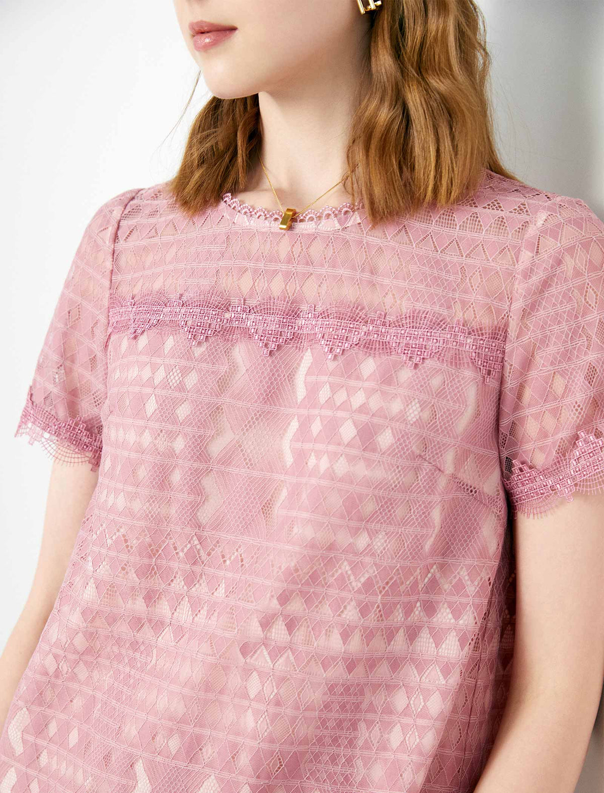 Round Neck Lace Print Dress