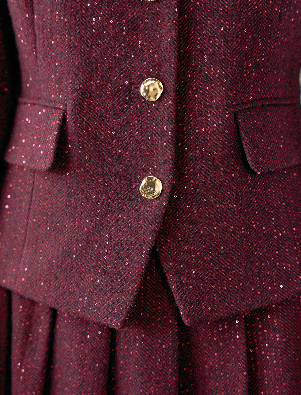 Burgundy Sequin Two‑Piece Set