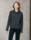 Charcoal Wool-Blend Shawl Collar Sweater