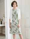Light Green Gingham Floral Self-Belt Sleeveless Dress