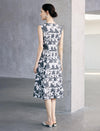 Floral Print Sleeveless Notched-Neck Midi Dress