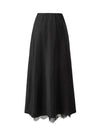 Solid Color Lace Hem Midi Skirt
