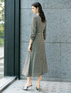 Checked Wrap Midi Dress