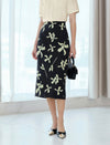 Floral Print Black Midi Skirt