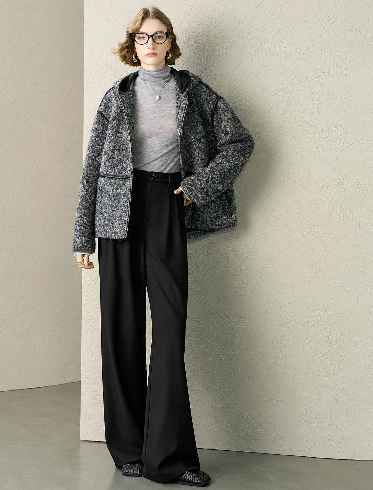 Hooded Tweed Wool-Blend Jacket
