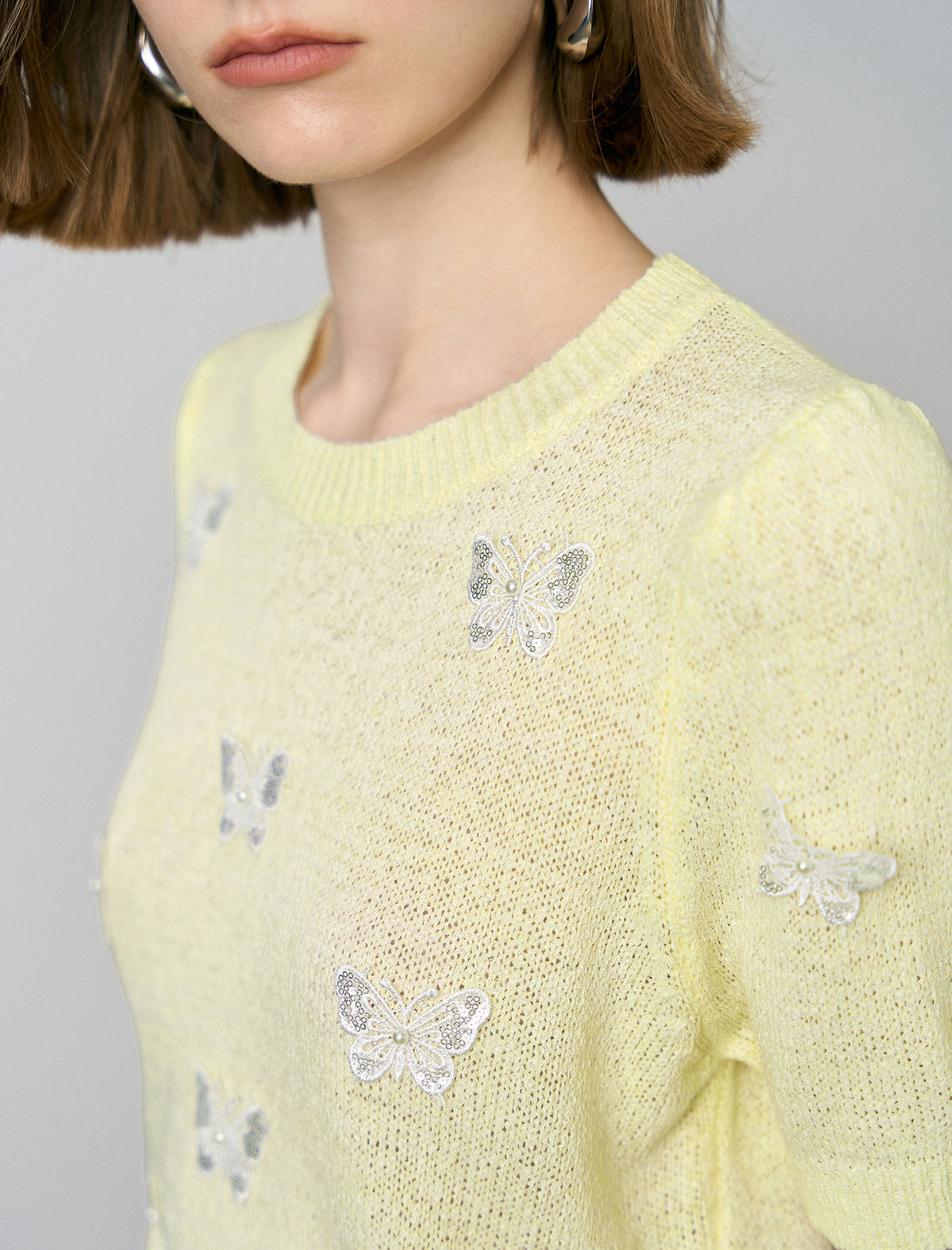 3D Butterfly Embroidered Knit Top