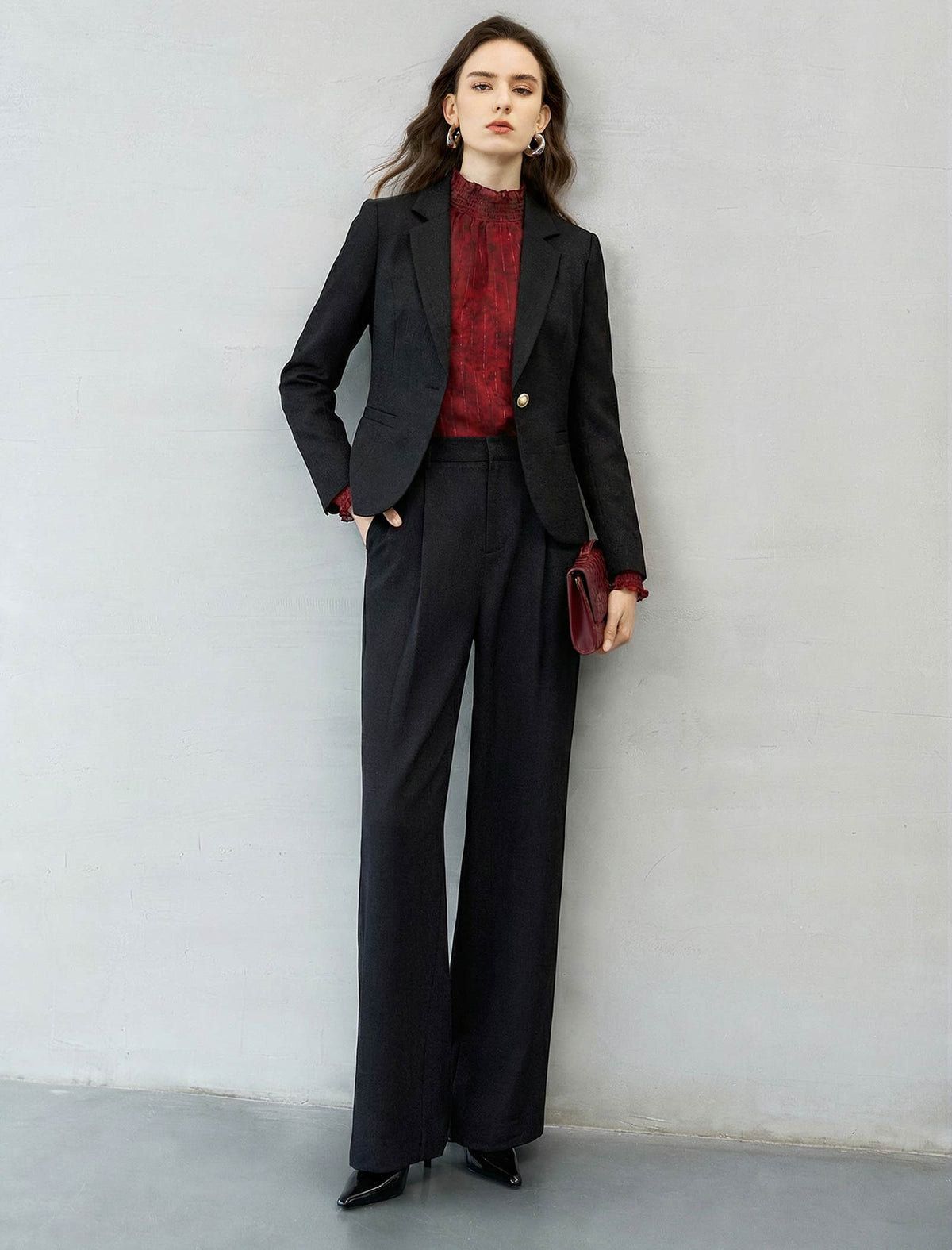 Ruby Red Metallic Stripe Blouse