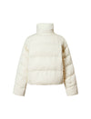 Textured Stand-Collar Zip-Front Cropped Puffer Jacket