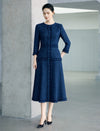 Textured Button Front Midi Dress