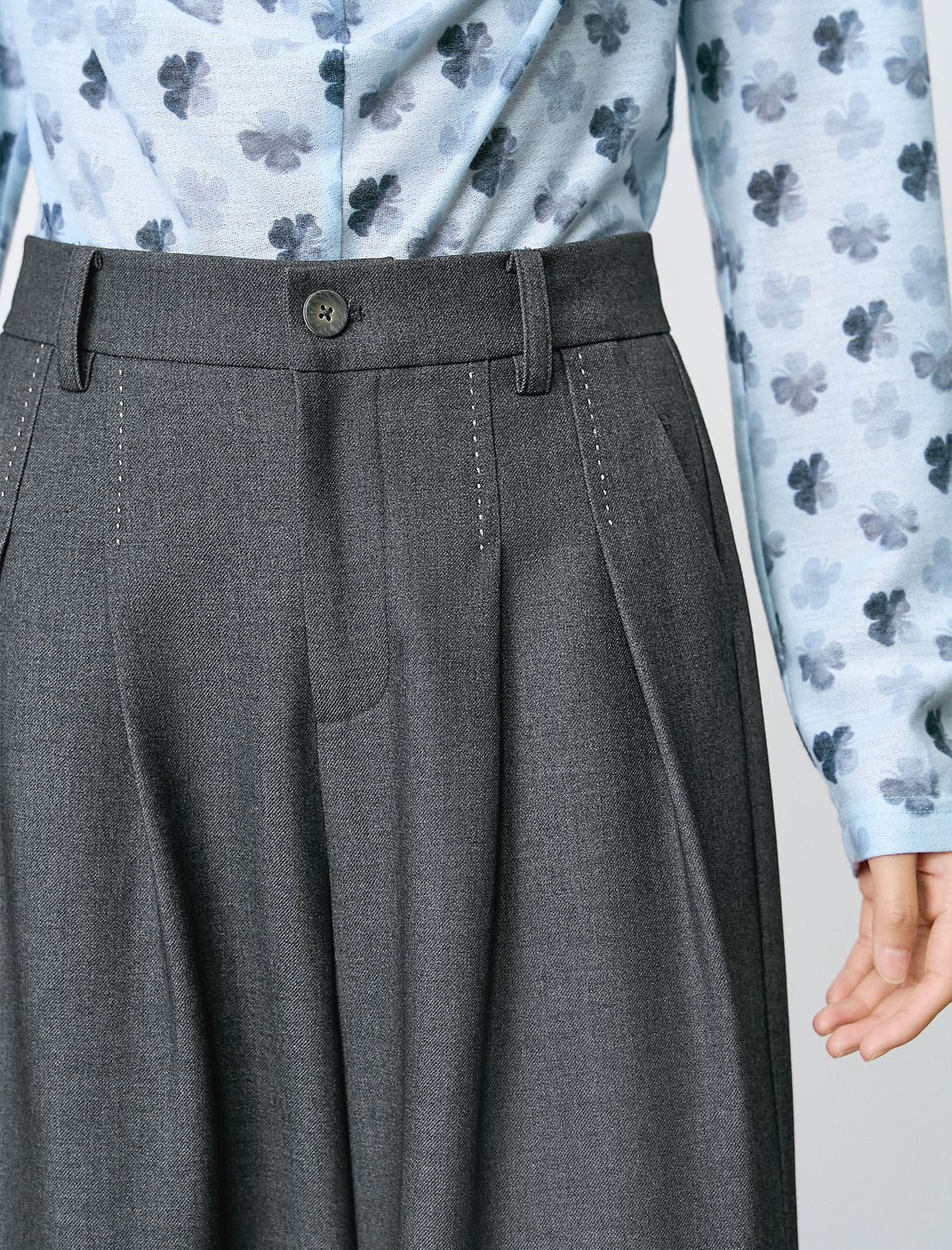 High-Rise Pleated Wide-Leg Trousers