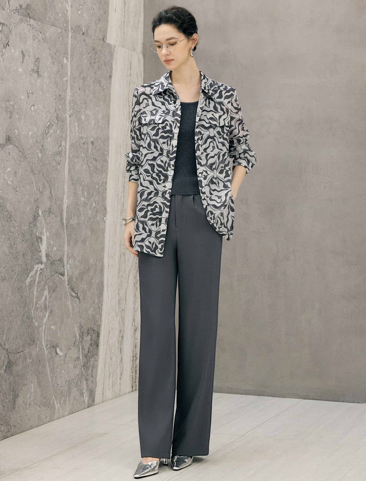 High Waist Wide Leg Full Length Trousers