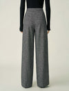 Wool Blend High-Waist Wide-Leg Full-Length Pants