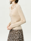 Wavy Placket Button Front Knit Cardigan