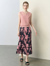 Abstract Brushstroke Print Fishtail Midi Skirt
