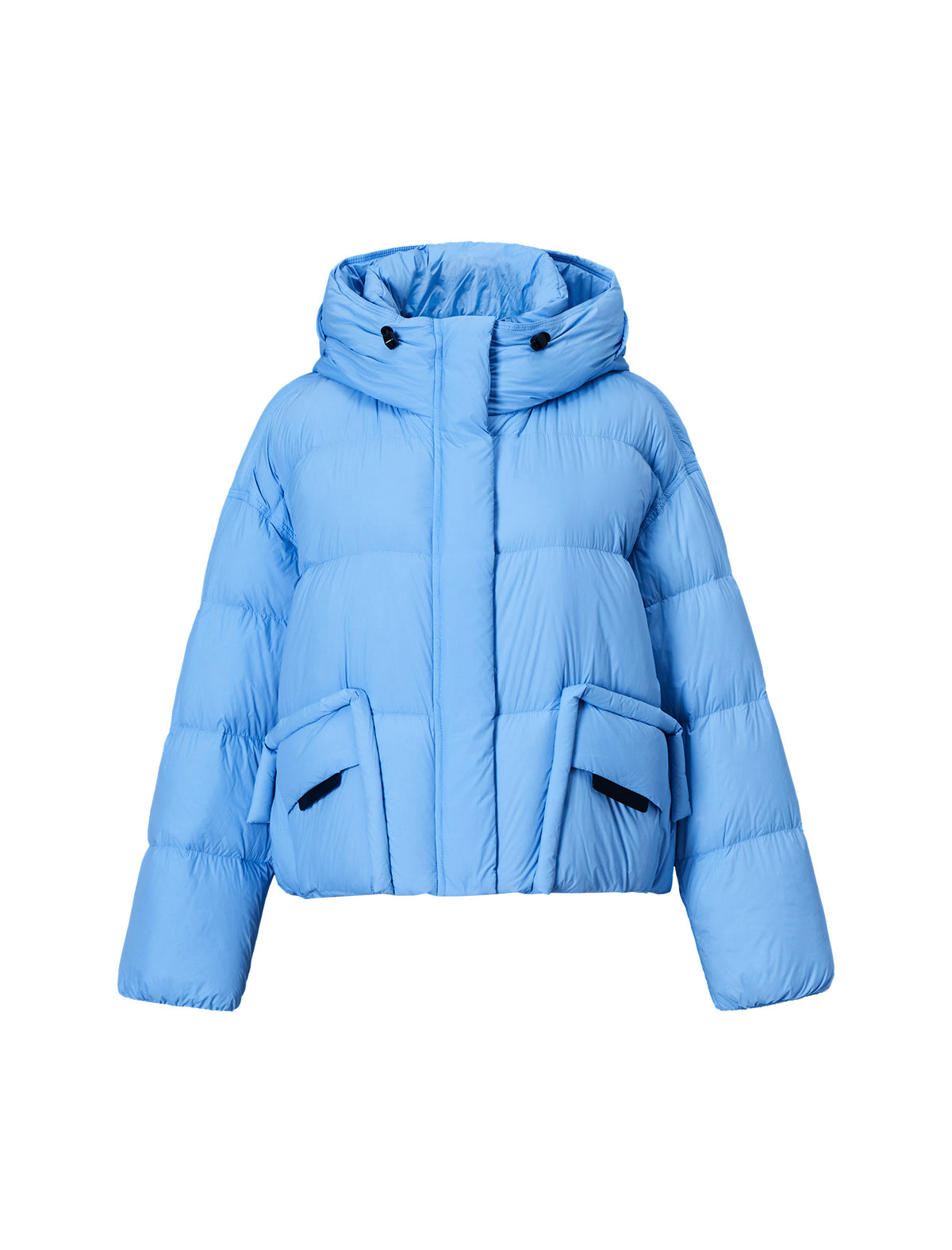 Hooded Drawstring Snap-Front Pocket Cropped Puffer Jacket