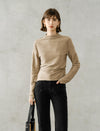 Ruched Slim Fit Mock Neck Long-Sleeve Knit Top
