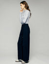 Wool Blend Drawstring Pleated Pocket Wide-Leg Pants