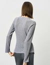 Button-Detail Asymmetric-Hem Knit Top