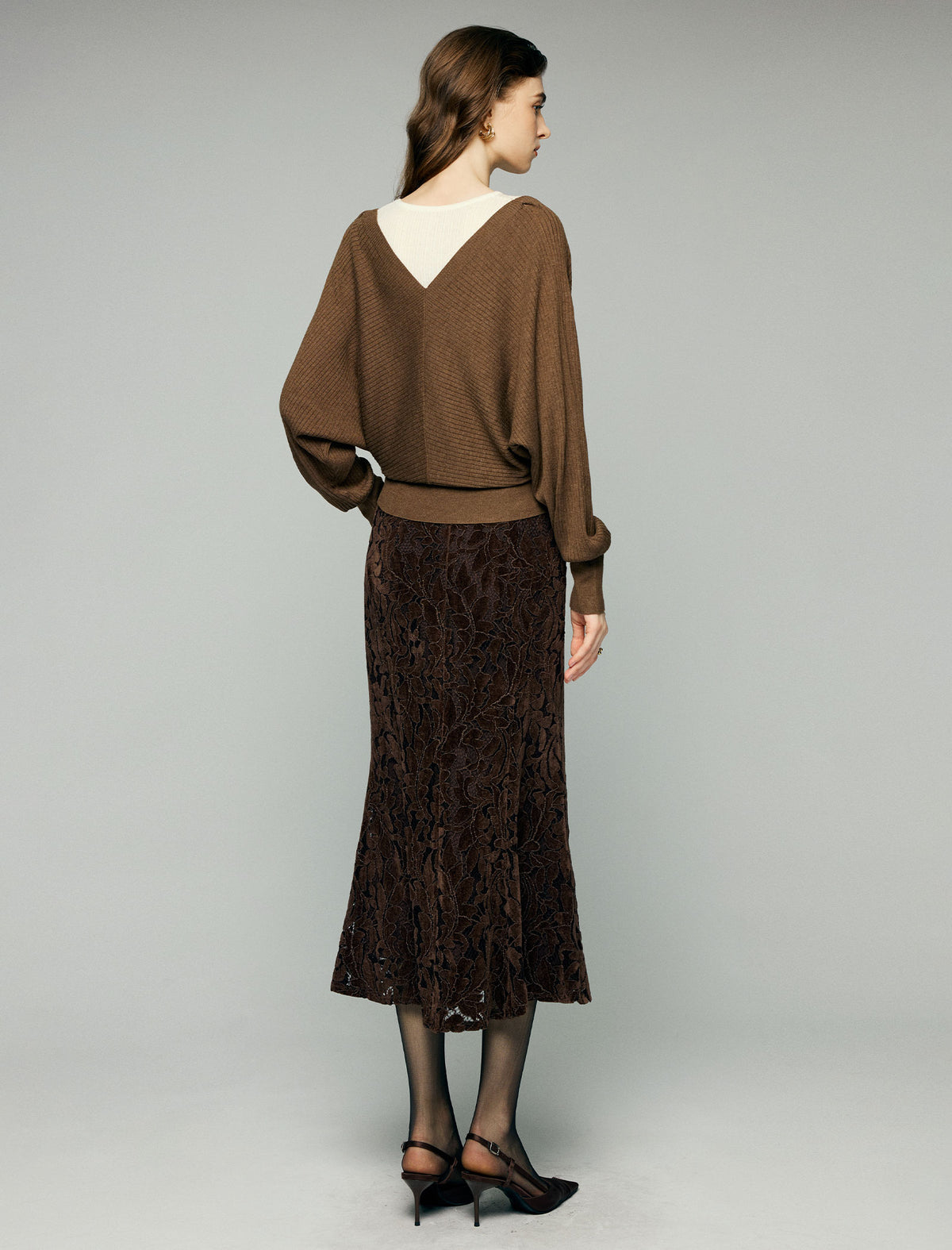 Layered Wrap Front Long Sleeve Sweater