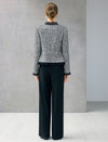 Wool Blend Plaid Crewneck Long Sleeve Jacket