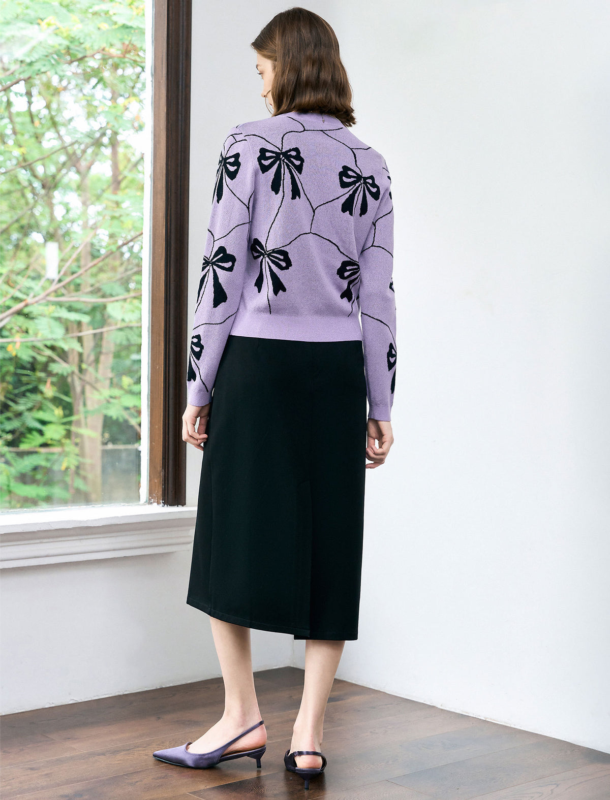 Back Slit Pencil Midi Skirt