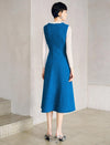 Wool Blend Textured Sleeveless Midi Dress