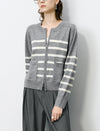 Striped Zipper Short Knit Cardigan