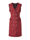 Tweed Double-Breasted Sleeveless Mini Dress