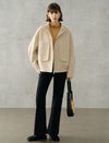 Wool Blend Textured Turtleneck Long Sleeve Knit Top