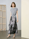 Satin Tie-Dye Midi Skirt