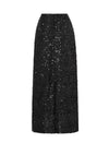 High-Waisted Sequin Column Midi Skirt