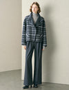 Plaid Asymmetric Design Wool-Blend Jacket