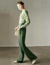 Green Tencel High-Waisted Wide Leg Pants