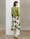 Abstract Print Flared A-Line Midi Skirt