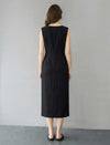 Deconstructed Silk Crepe Dress with Inset Waist