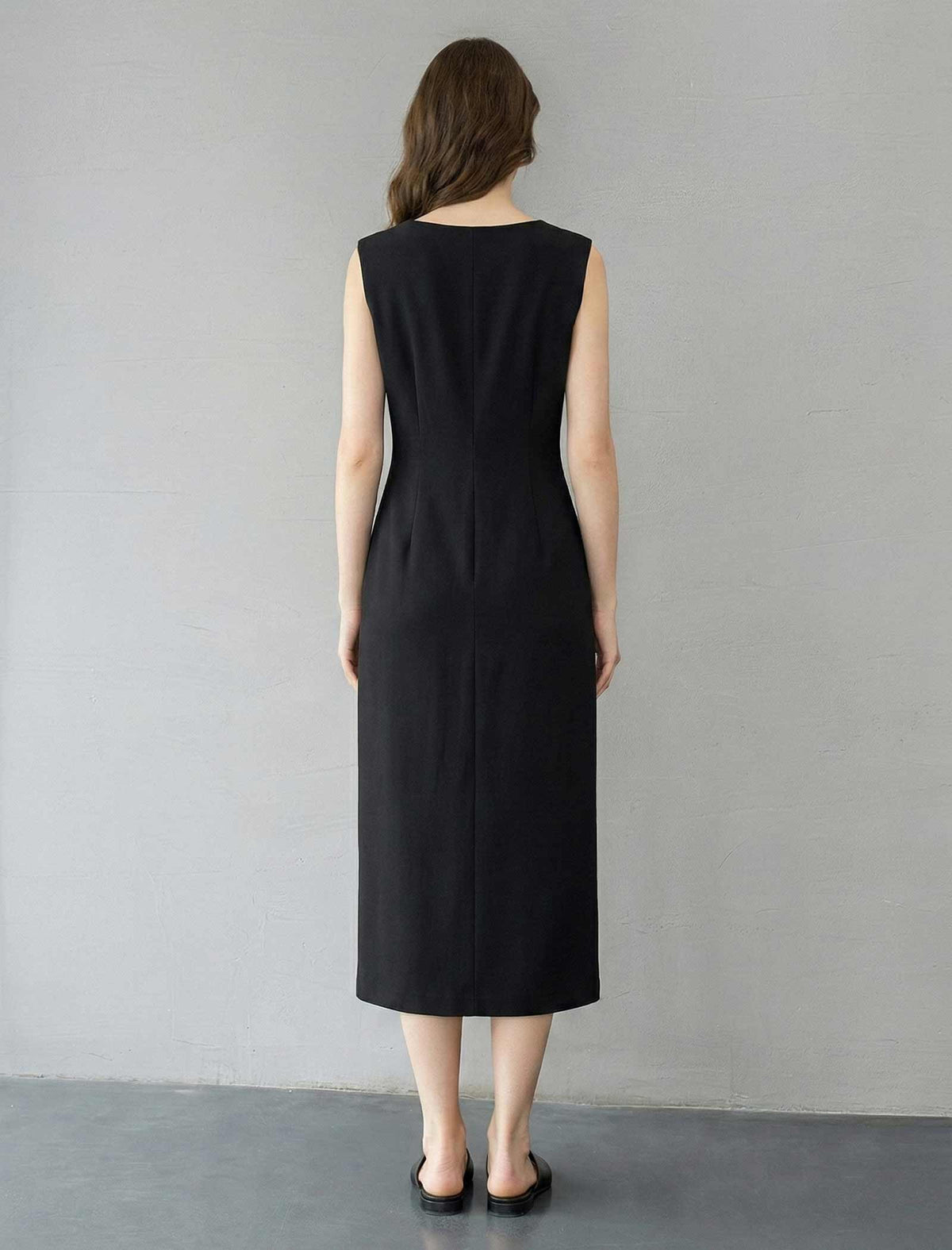Deconstructed Silk Crepe Dress with Inset Waist