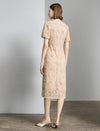Apricot Lace V-Neck Midi Dress